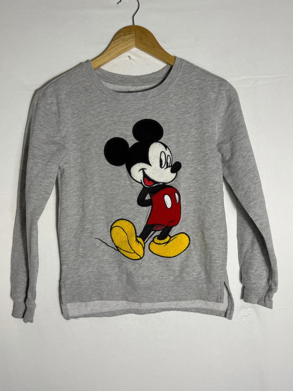 Disney Mickey Mouse Crewneck Sweatshirt Gray XS Kids Graphic Long Sleeve